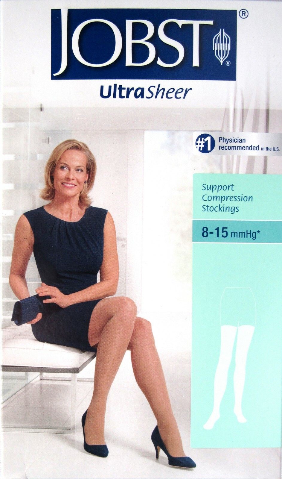 JOBST UltraSheer Support Compression Stockings 8-15mmHg Beige Thigh (Large) NEW