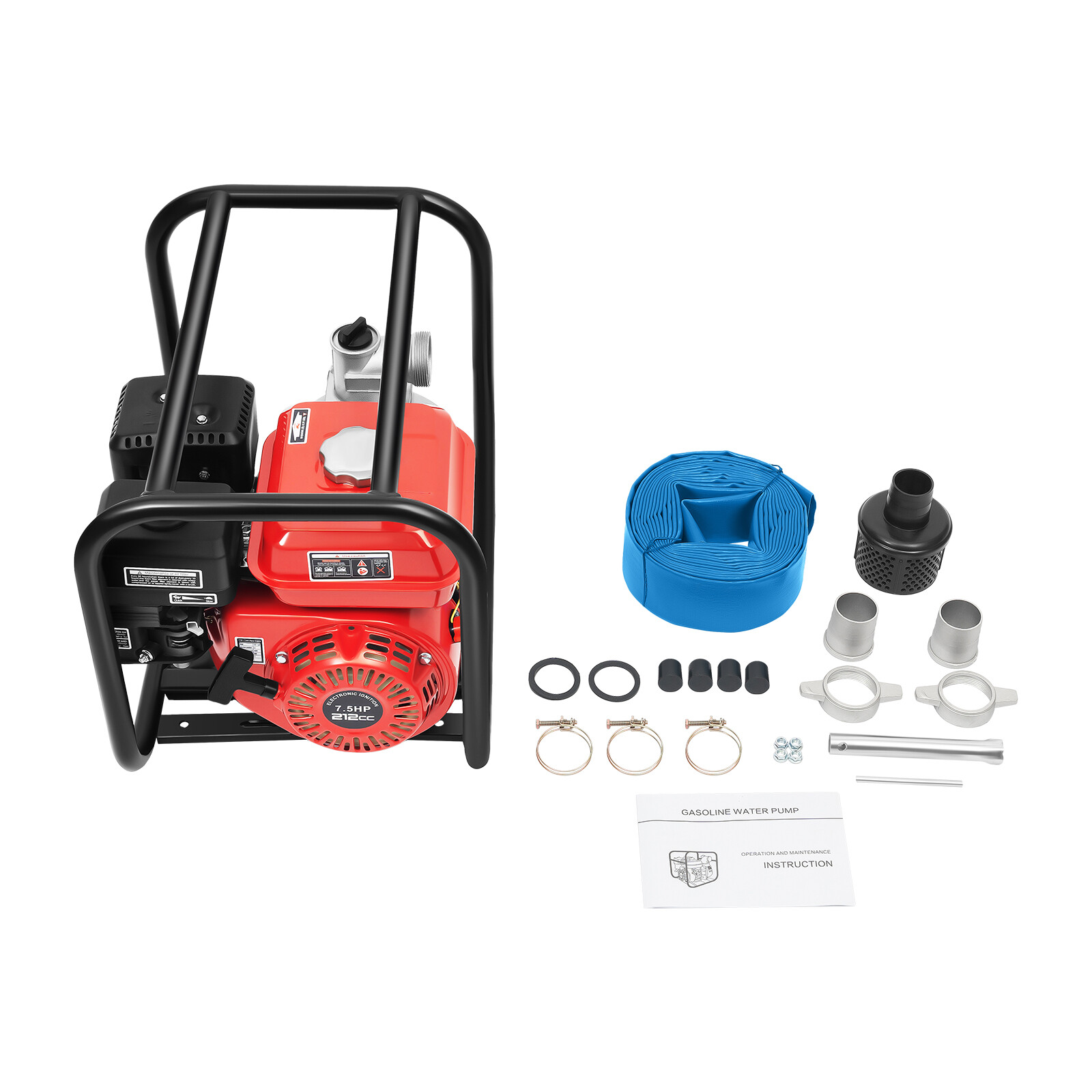 7.5 HP 2" Portable Gas-Powered Semi-Trash Water Pump Gasoline Water Pump 212CC