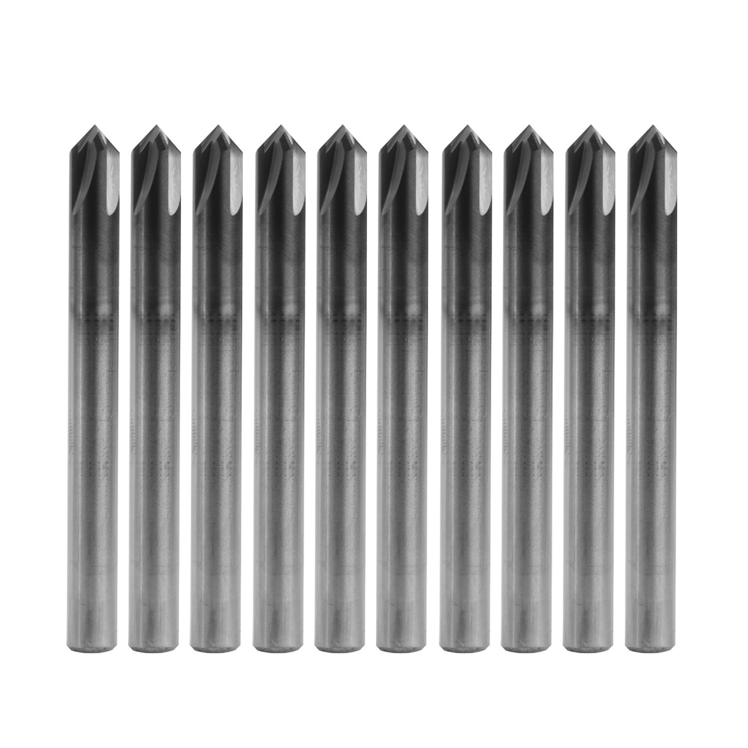 10PCS 1/4" 4 Flute 90 Degree Carbide Chamfer Mills - Single End - AlTiN Coated