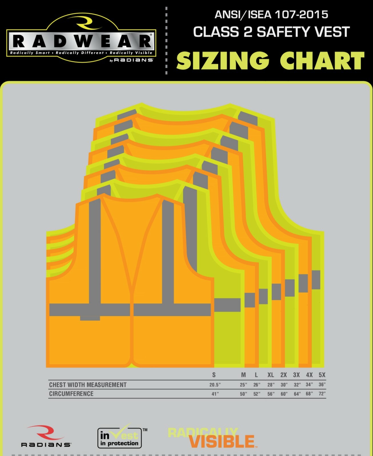 Radians 2 Pockets Orange Mesh High Visibility Safety Vest, ANSI/ ISEA 107-2015