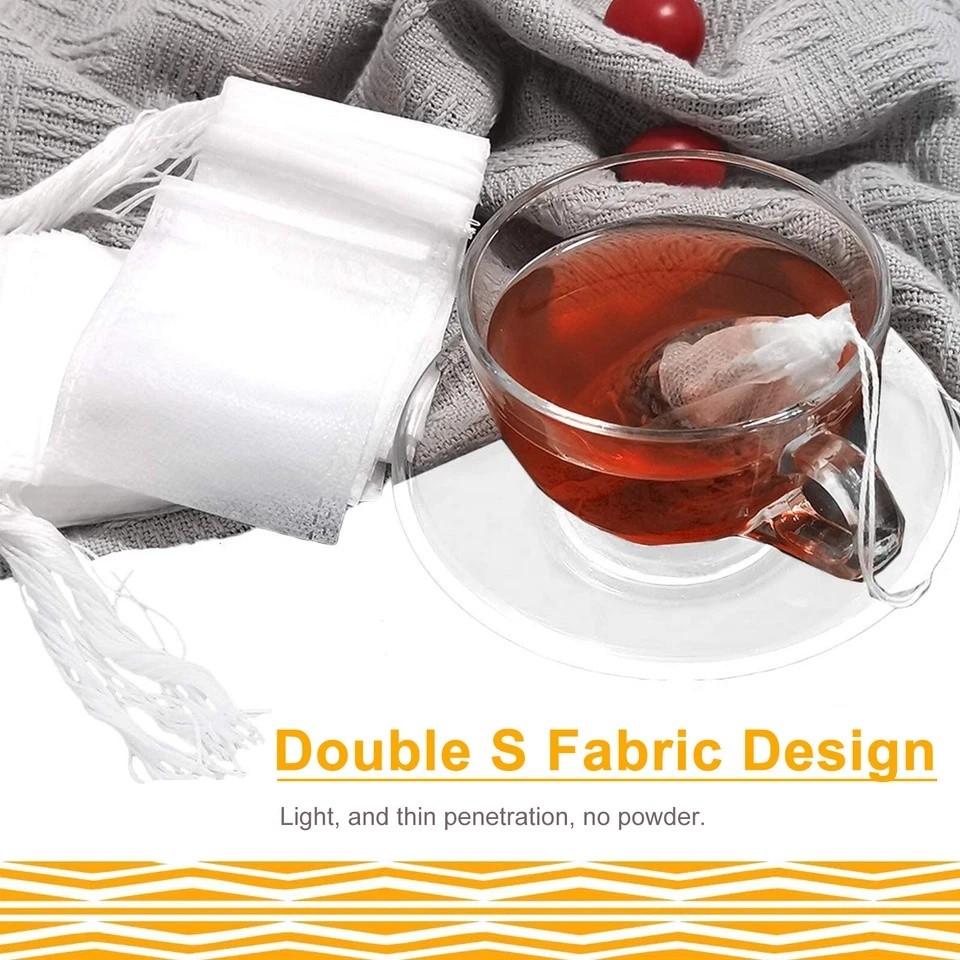 500Pcs Tea Bags Disposable Drawstring Flip Empty Teabags Herb Loose Teas Filters