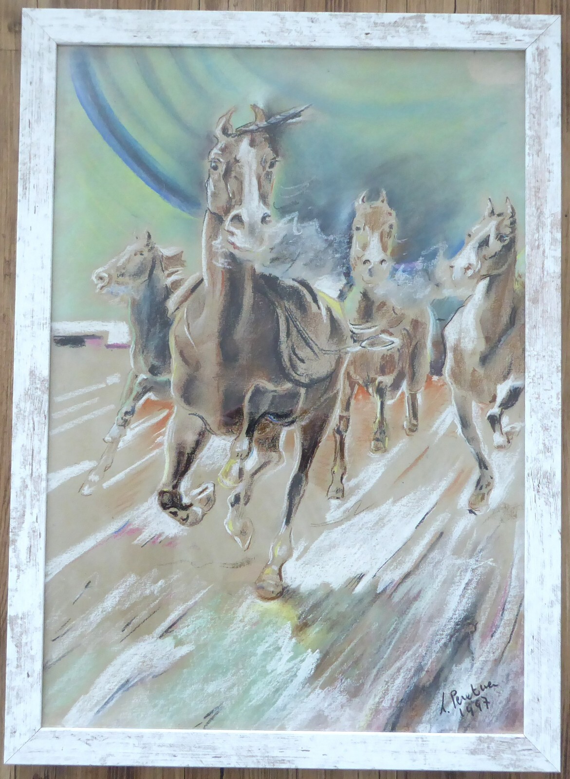 Laura Peratoner Pastel Horses Italy Switzerland Original #104