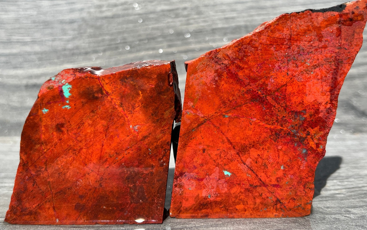 2 Sonora Sunrise Sunset Chrysocolla Crimson Cuprite 146g Lot Lapidary Rough Slab