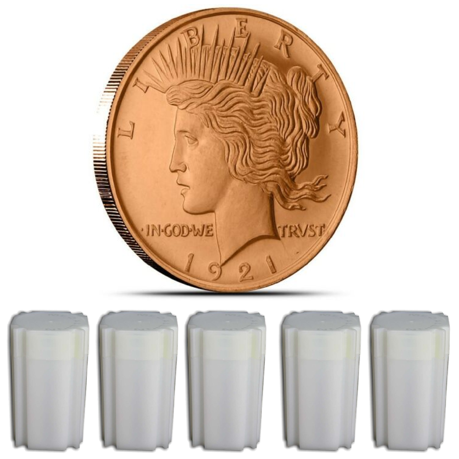 (100) PEACE DOLLAR - 1 OZ COPPER ROUND - BULLION - LOT