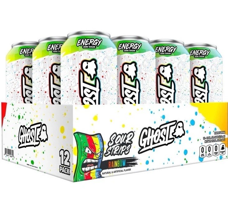 GHOST ENERGY DRINK x RAINBOW SOUR STRIPS Case Of 12 Free Shipping