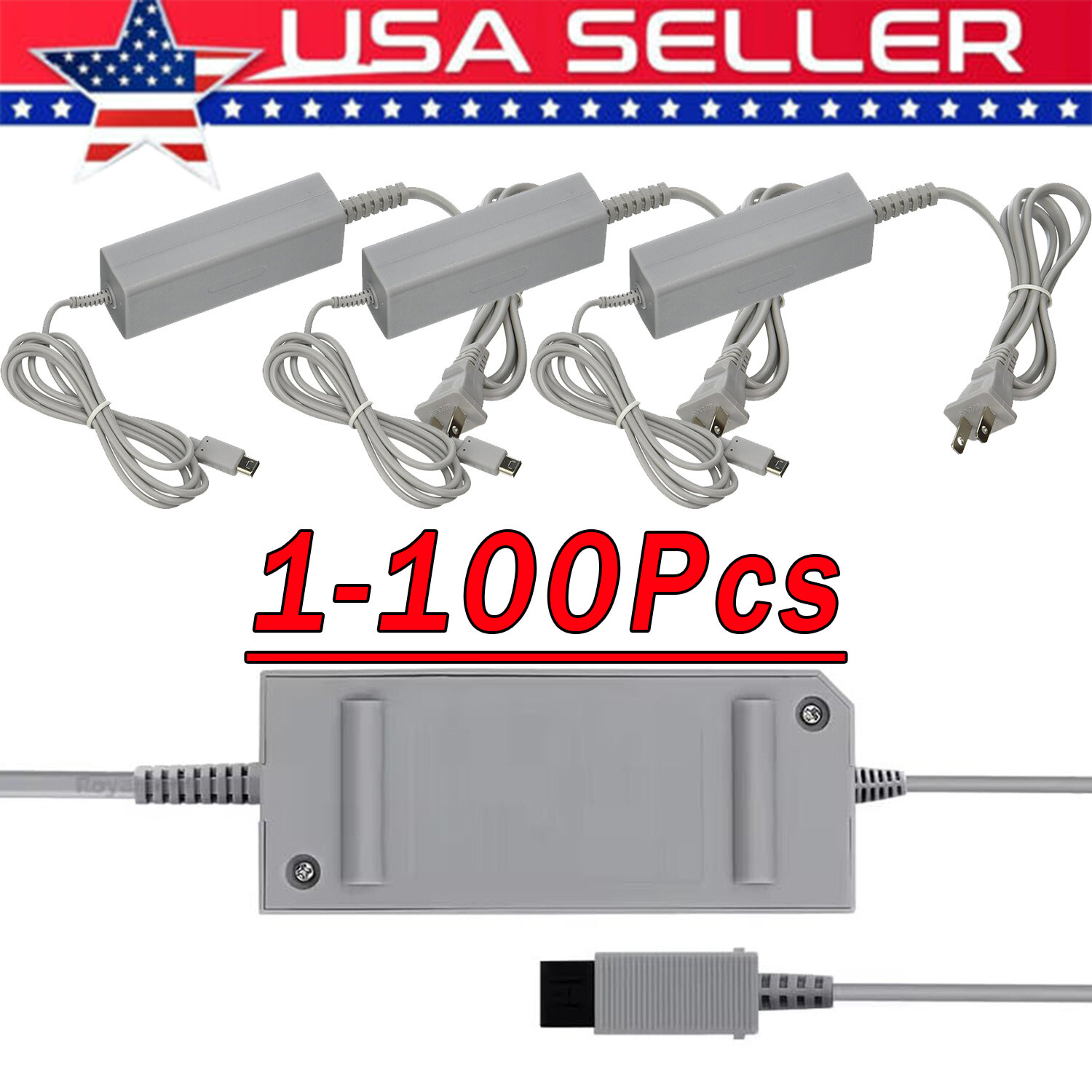 AC Power Supply Charging Adapter Cable Charger For Nintendo Wii U GamePad Lot