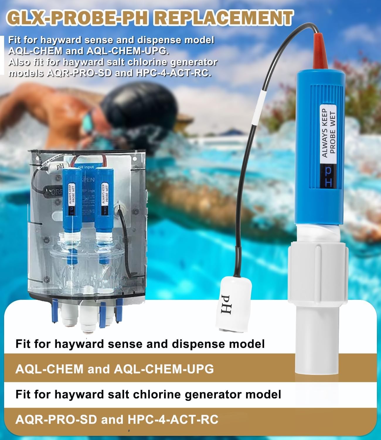 For Hayward GLXPROBEPH PH Probe for Sense and Dispense Models
