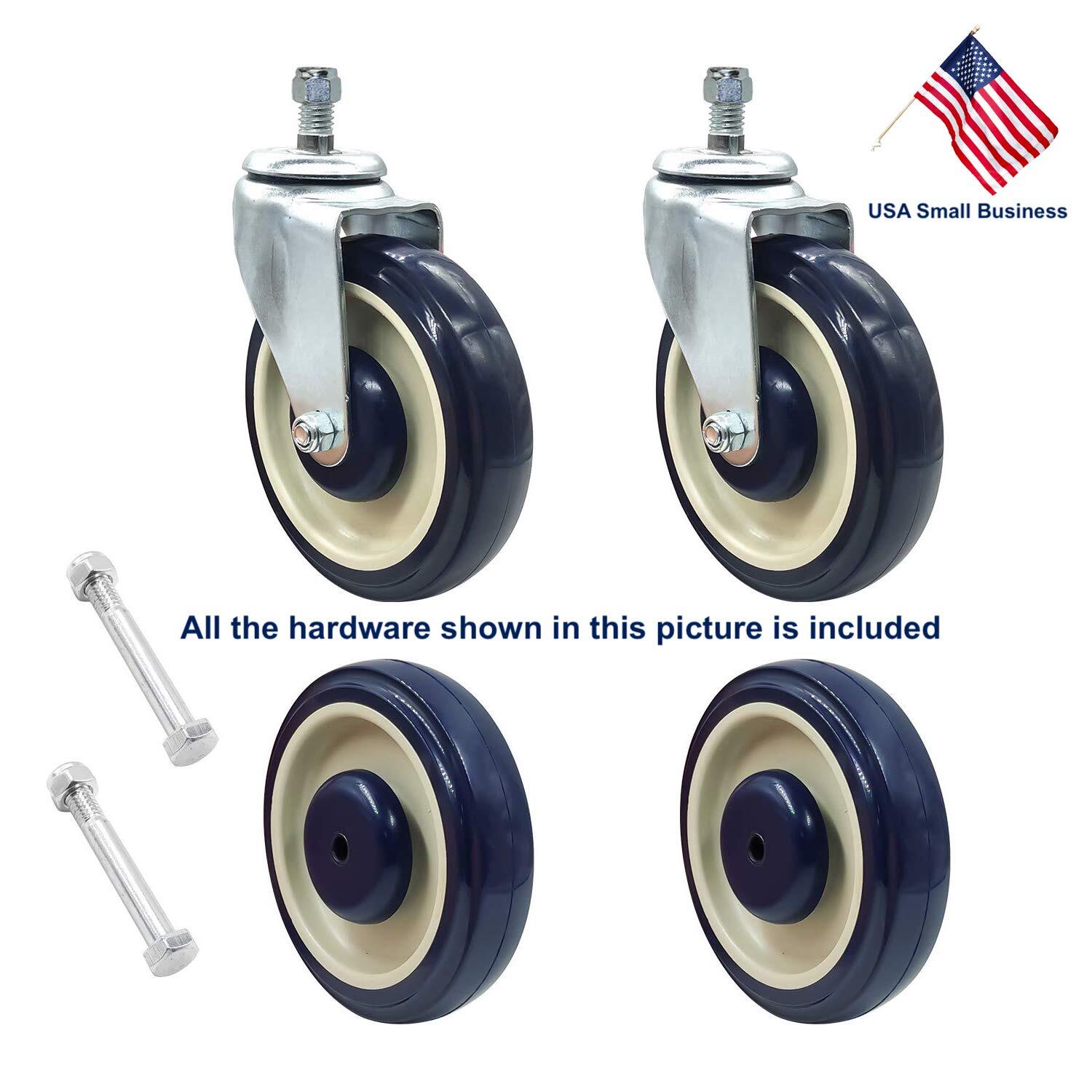 Shopping Cart Wheels | 5" Wheels and Casters Replacement Kit with Hardware