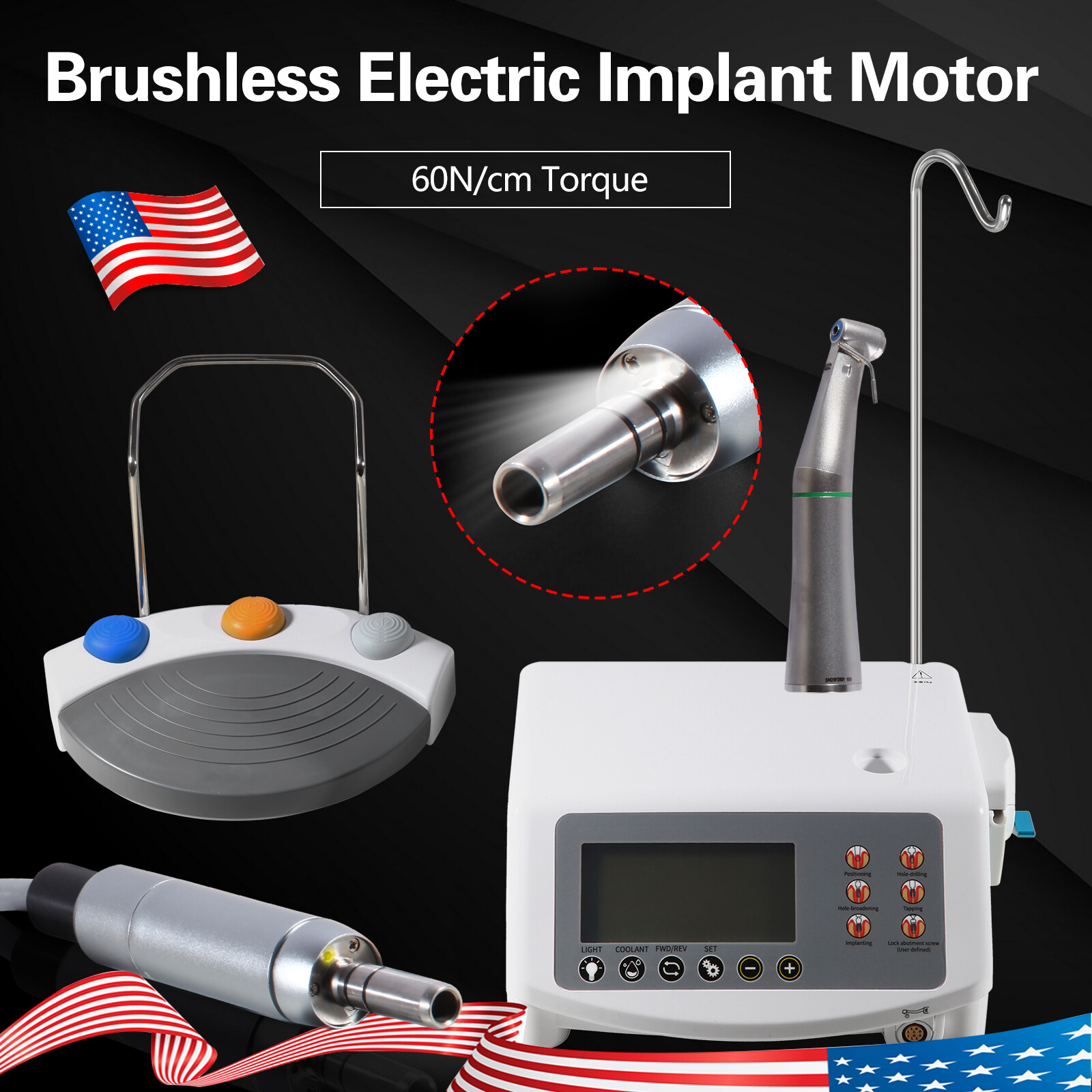 Dental Implant Surgical System LED Brushless Motor 20:1 Contra Angle 110/220V