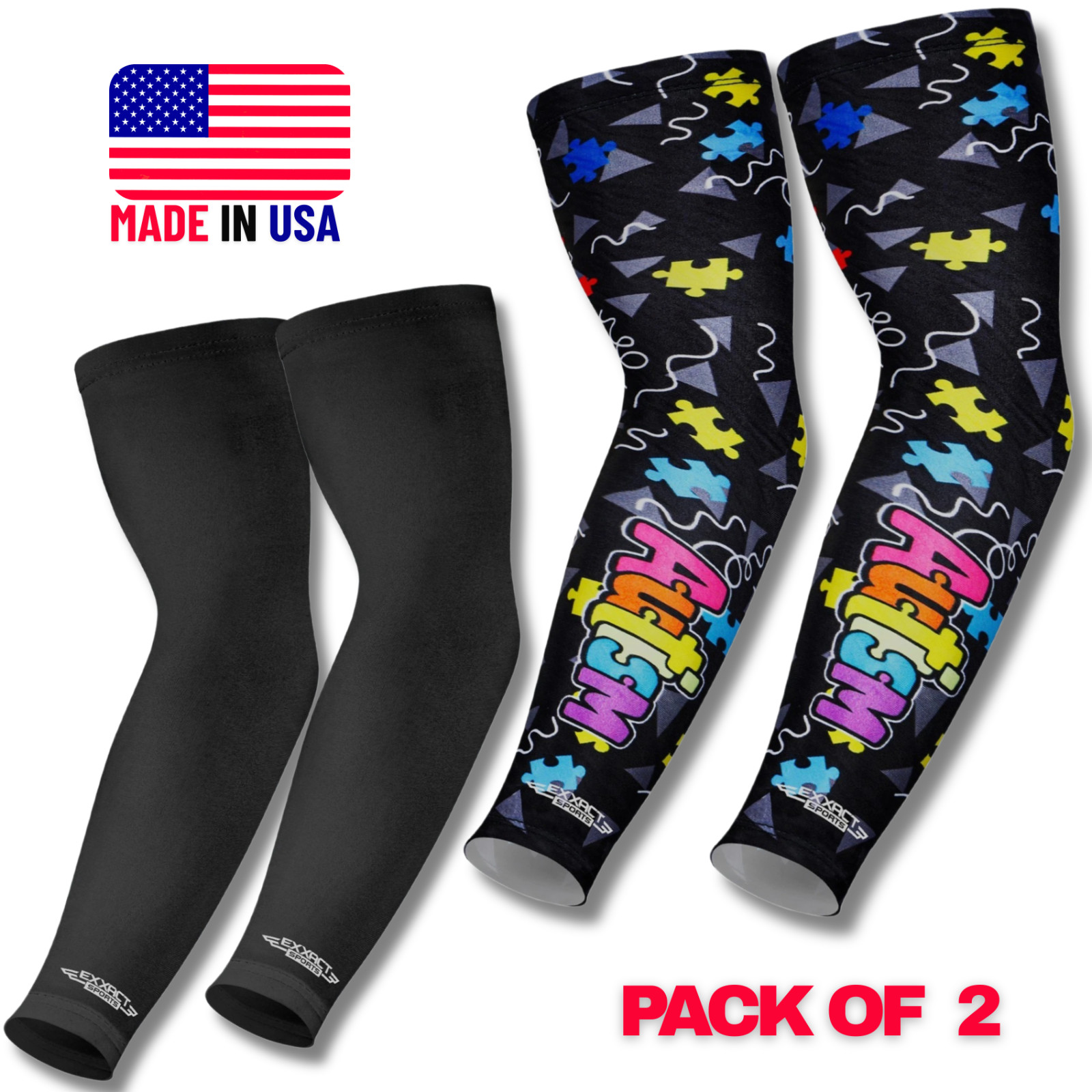 Exxact Sports Compression Arm Sleeves – 2 Pairs for Basketball, Football, Riding