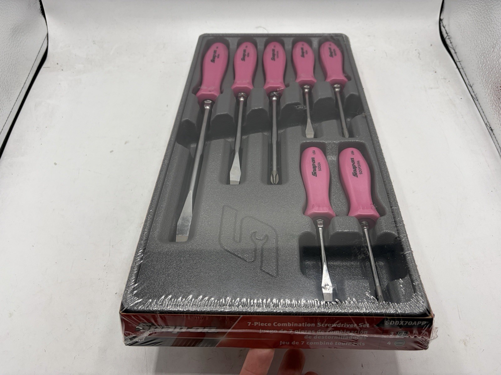 Snap On Tools Pink Hard Handle Combination Screwdriver Set SDDX70APP 7 Piece New
