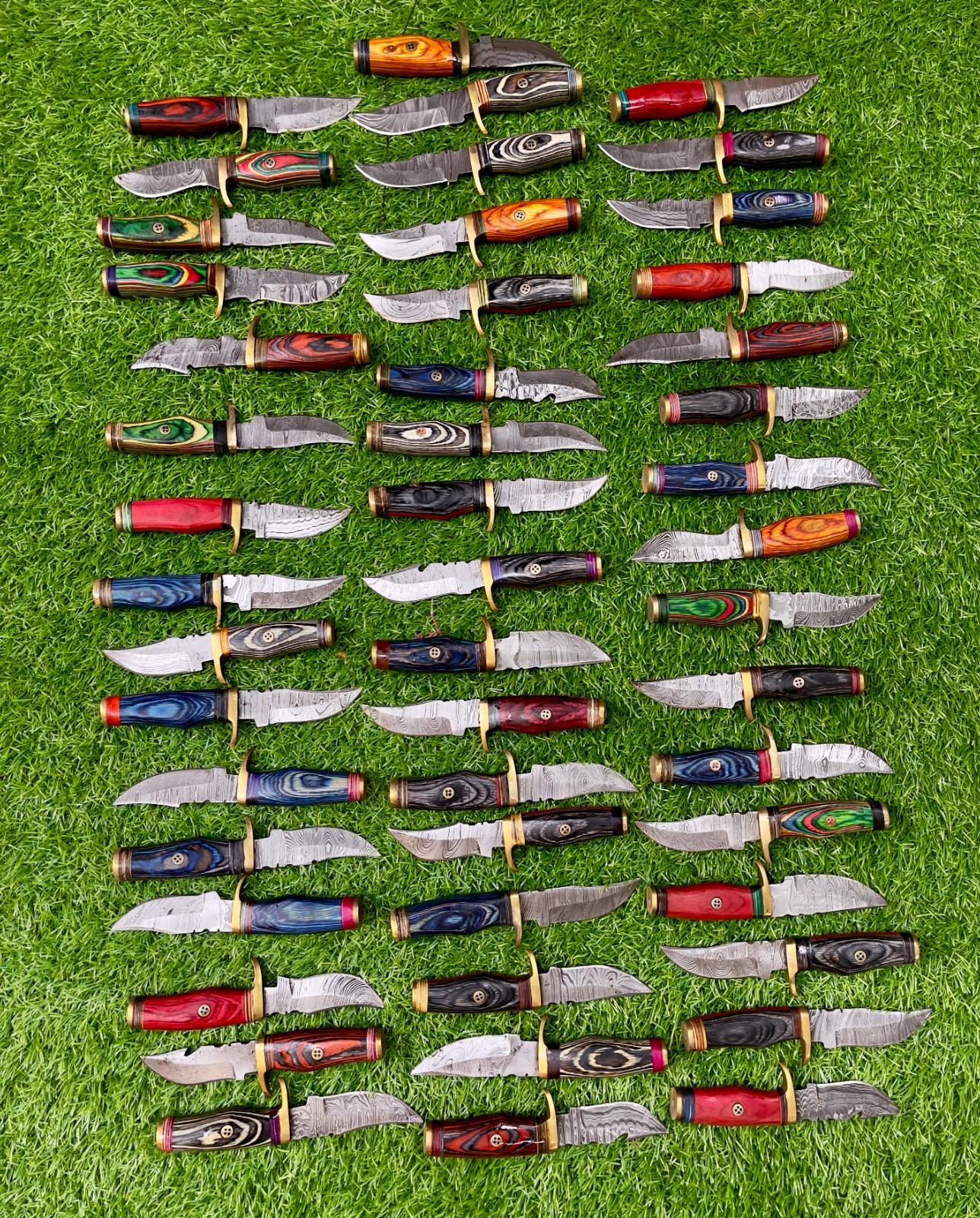 Lot of 20 HANDMADE DAMASCUS STEEL SKINNER CAMPING 6 IN KNIVES W SHEATH, WHOLESAL