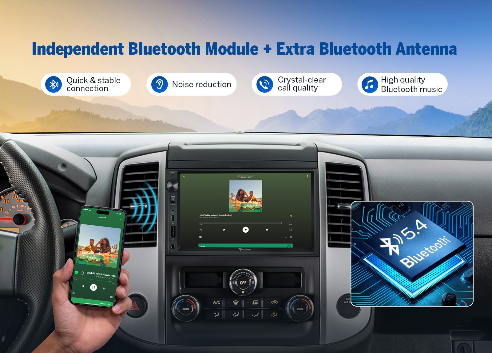 Android 14 7" IPS Double DIN GPS Wireless CarPlay Car Stereo Receiver BT 5.4 SWC