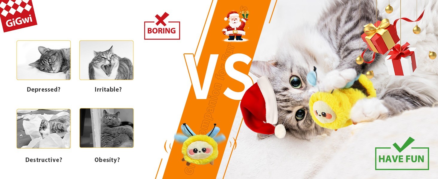 Cat Toy, Motion Activated, Flapping and Chirping Cat Toy with Catnip (Moving Bee