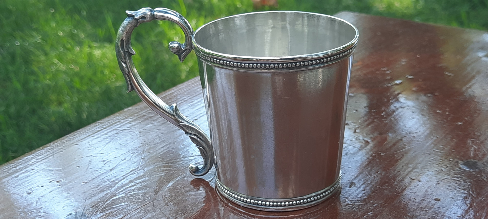 Pure Silver Coin Tift & Whiting Small Beaded Cup 69 grams, no Mono