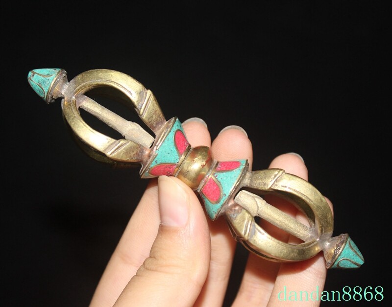 4.4" Tibetan Buddhism temple bronze Gilt Vajra Dorje Phurpa Exorcism Talisman