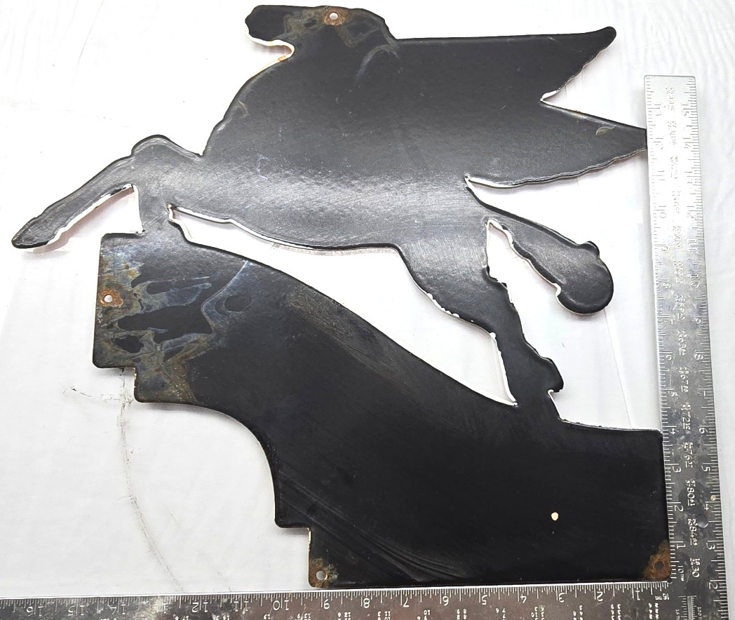 Vintage Mobil OIL Gasoline Sign Pegasus Motor Oil Gas Pump Porcelain Large Sign