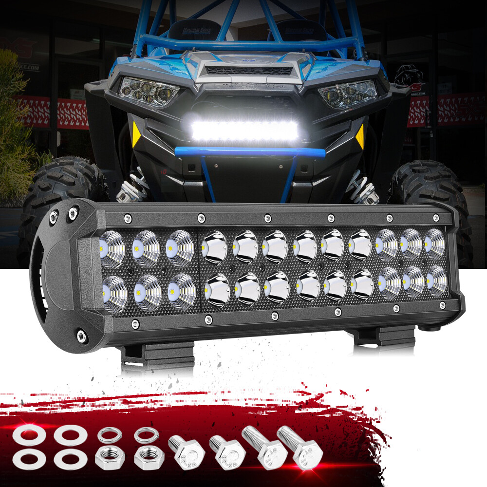 FOR Polaris Ranger XP 1000/1000 Crew 12" LED Light Bar Combo+ Rock Switch Wiring