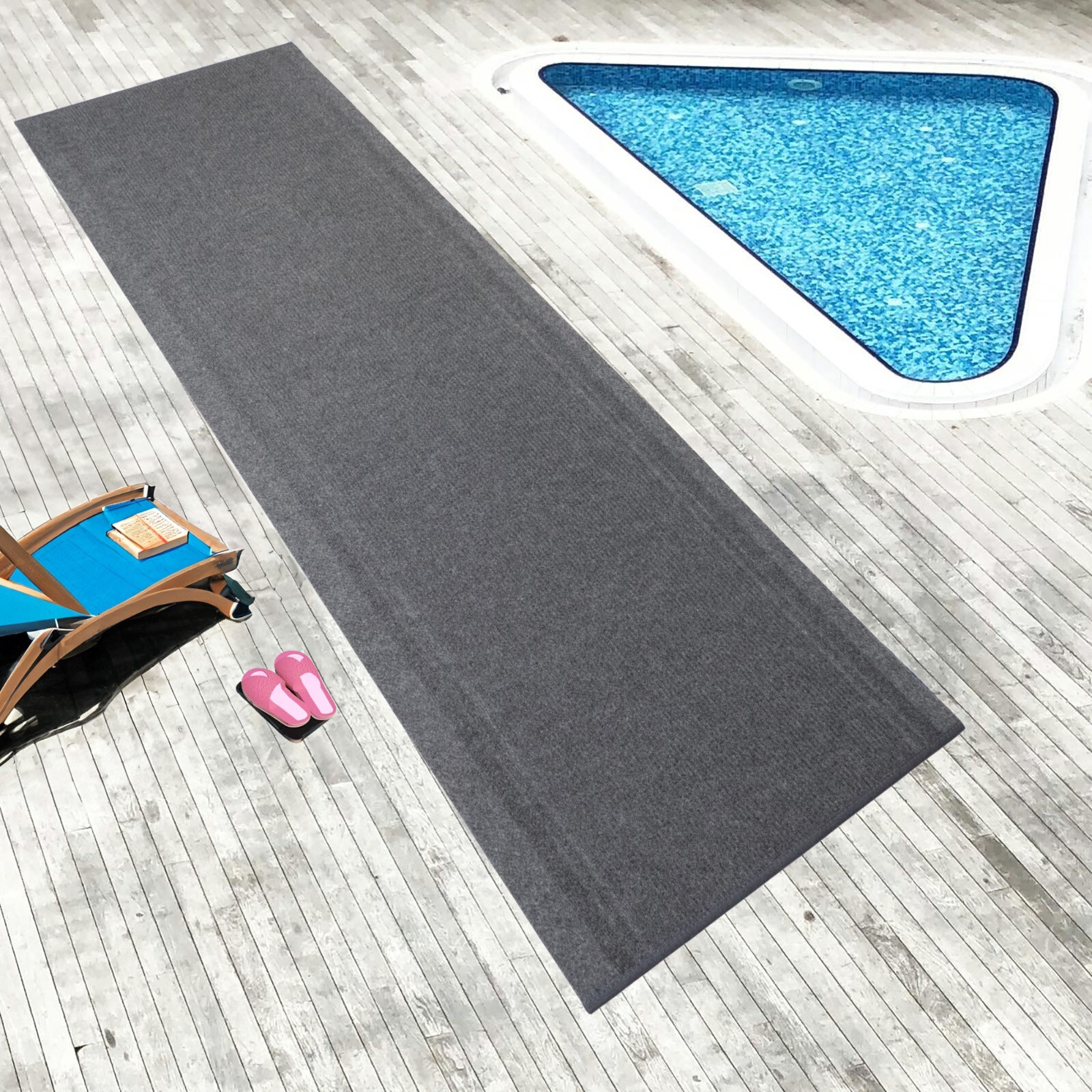 Anti Slip Light Weight Low Profile Gray Rug Runner Hallway Office Outdoor