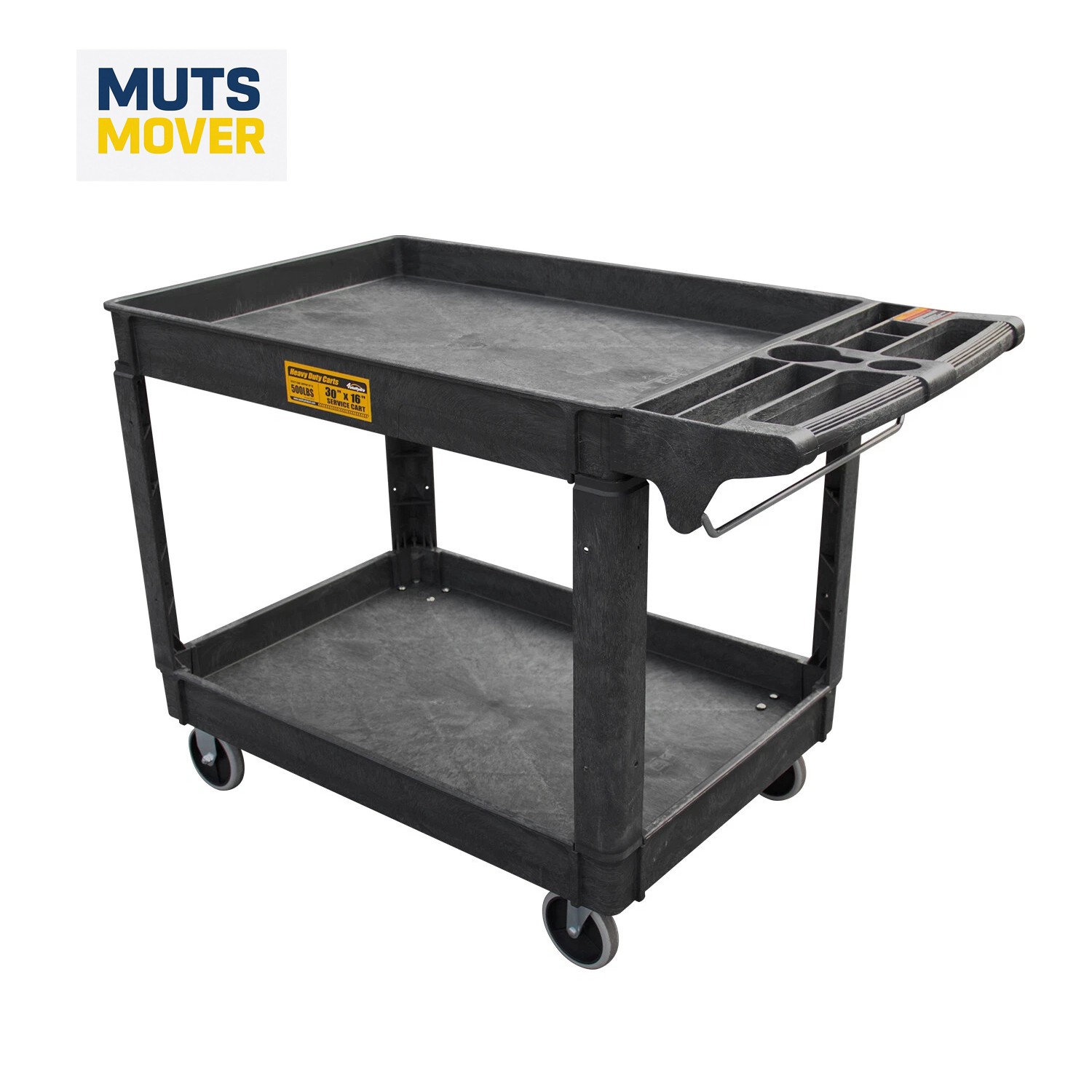 16*30 Inch Polypropylene Service Cart Heavy Duty 500 lbs Tools Organizer Rolling