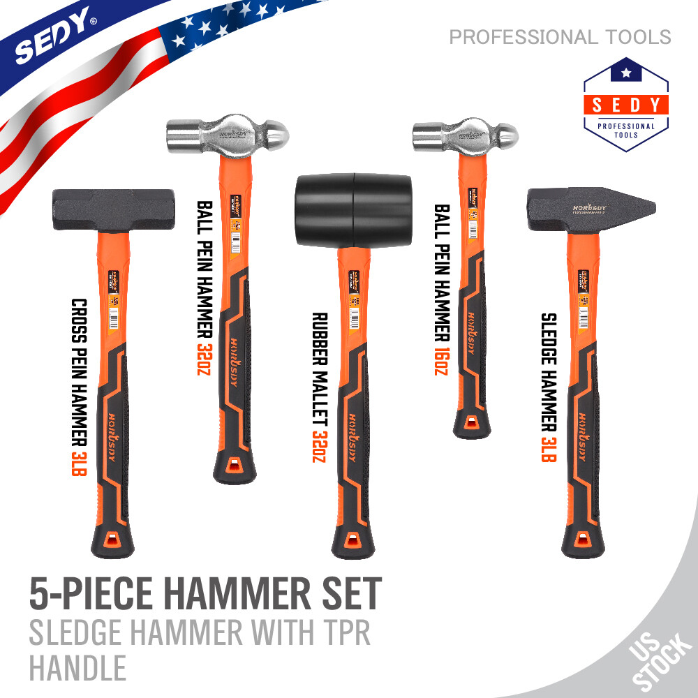 5 Piece Hammer Set Professional Blacksmith Propane Forge Tool Shop Garage Kit