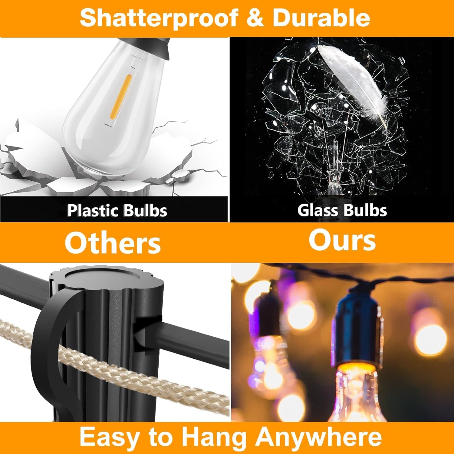 50FT Solar String Lights for Patio Waterproof Outdoor Connectable ST38 LED Light