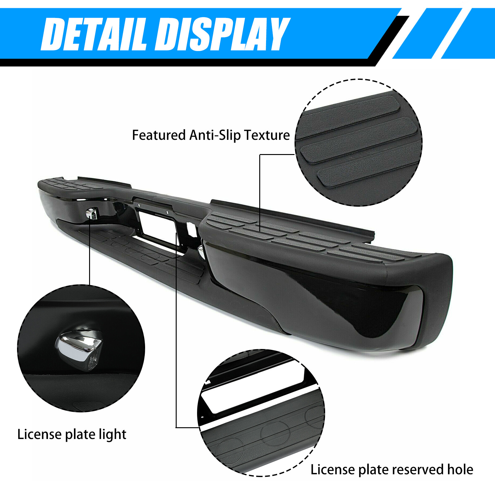 Black Rear Step Bumper Face Bar For Chevy Silverado GMC Sierra 1500 2500 99-07