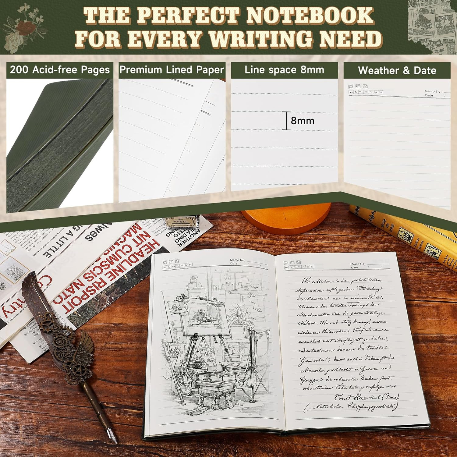 Leather Vintage Lined Journal Notebook,Leather Softcover Lined Journal Notebooks