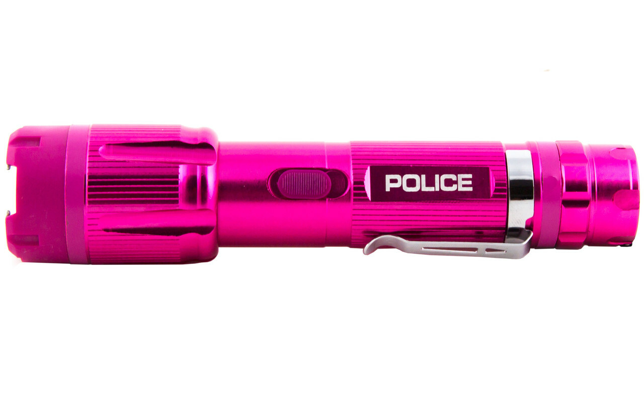 POLICE Stun Gun 1159 650 BV Heavy Duty Metal Rechargeable LED Flashlight Pink