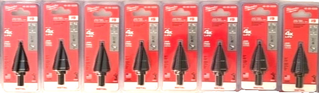MILWAUKEE (48-89-9209) #9 (LOT OF 8)  Step Drill Bit- New Sealed (FREE SHIPPING)