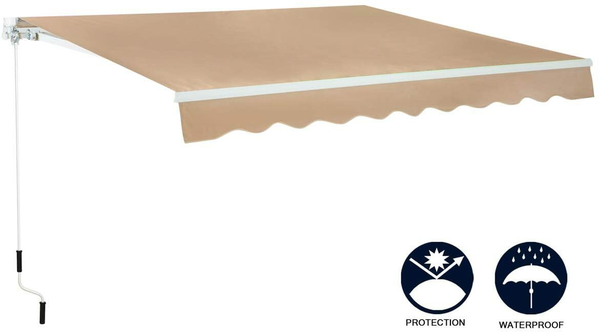 Patio Awning Manual Retractable Sun Shade Canopy Outdoor Deck Shelter 4 Size