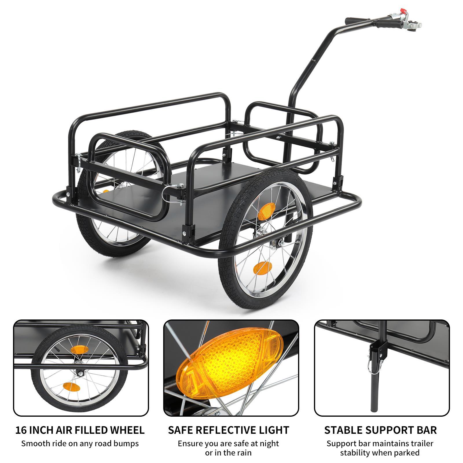 Bike Cargo Trailer Bicycle Carrier Shopping Luggage Storage Cart with Hitch