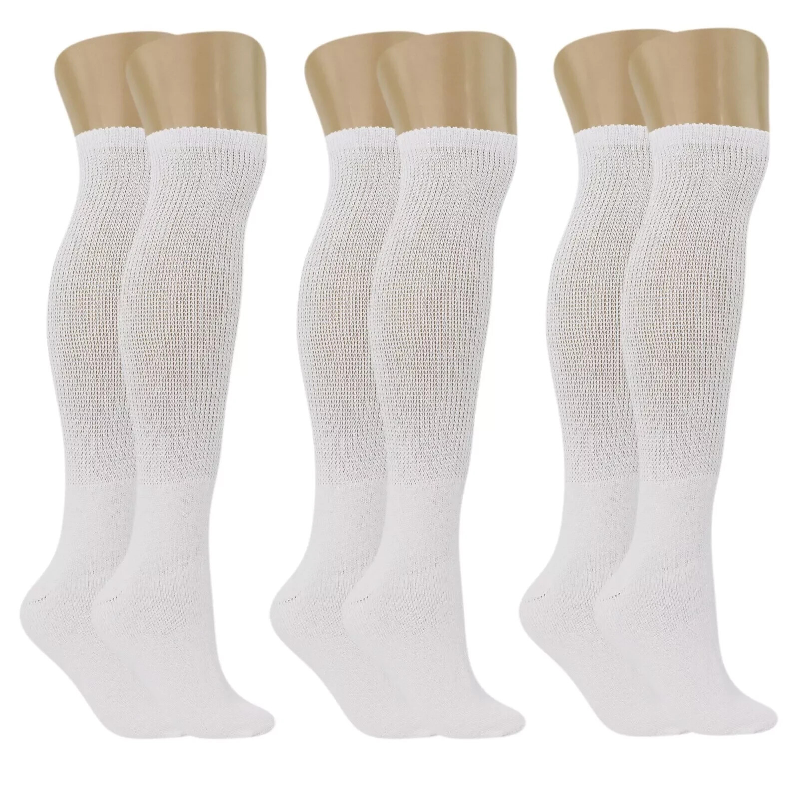 6Pairs Men Diabetic Over the Calf Socks Knee High Compression Cotton 10-13,13-16