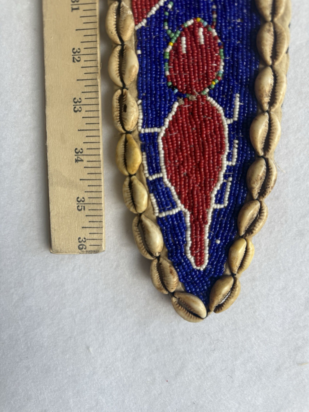 Vintage Yoruba Beaded African Art Wall Hanging Belt Sash For Panel Shell Border