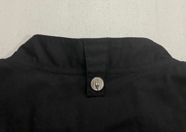 Men's Size 5XL Chef Coat Chef Works Zip Front Cool Vent Side Panels Black EUC