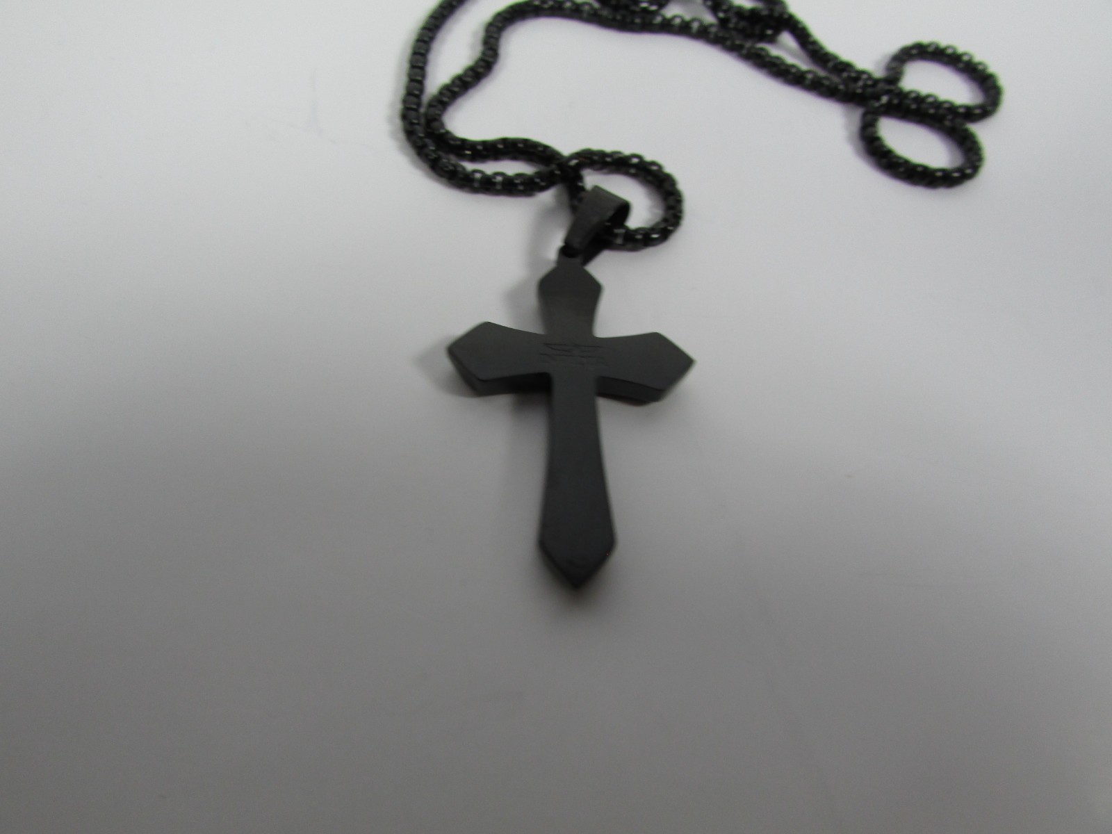 NEW Invicta Jewelry Black Stainless Steel Cross Pendant Necklace 24"