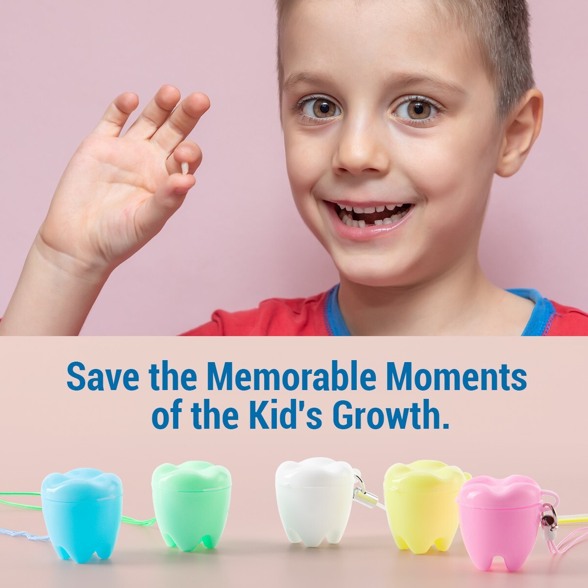 50 Pcs Dental Baby Teeth Storage Boxes Tooth Shape Holder Organizer Mixed Color