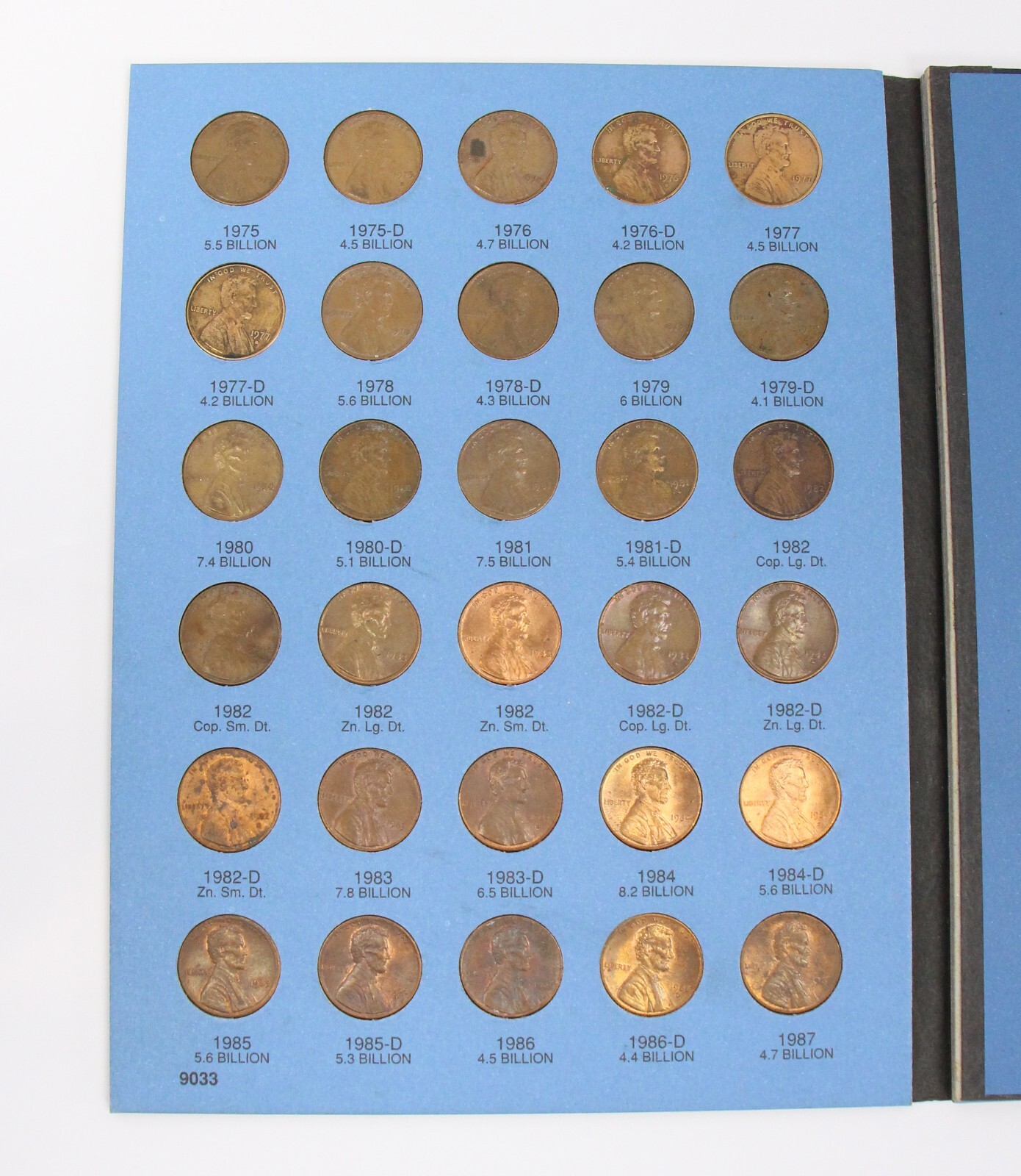Lincoln Cent Penny Set 1975 - 2009 Collection 77 Coins Whitman Folder 9033 #3