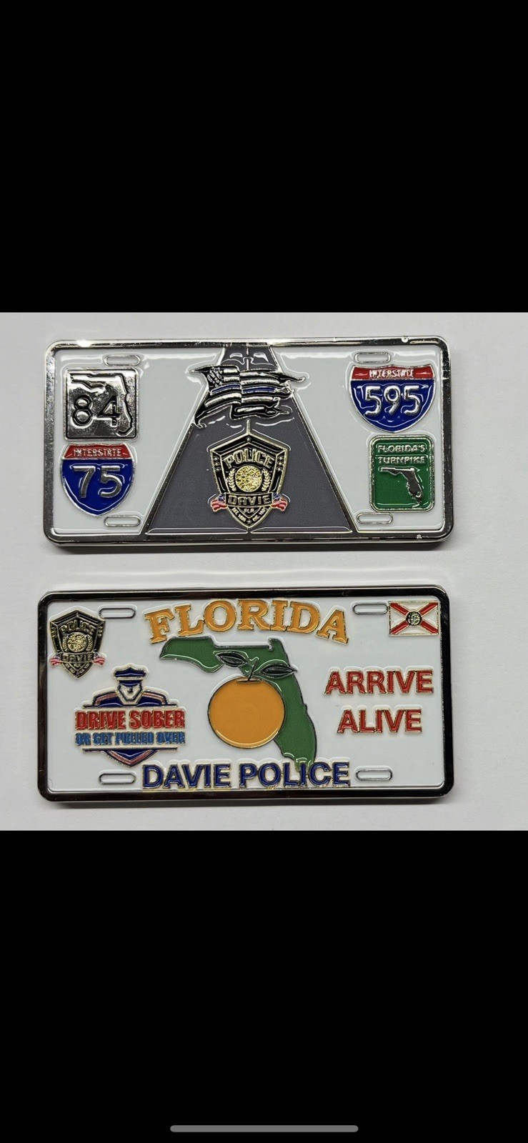 Davie Police Department Challenge Coin Florida License Plate