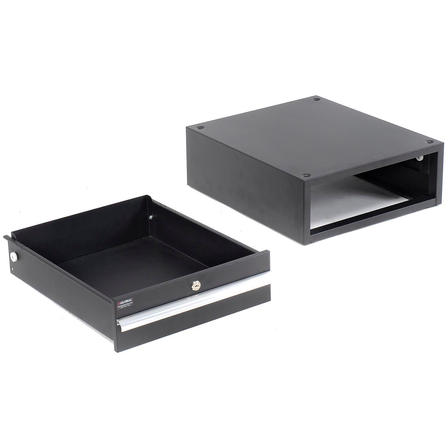 Global Industrial 6" H Steel Drawer W/ Cylinder Lock 17-1/4"W x 20"D Black