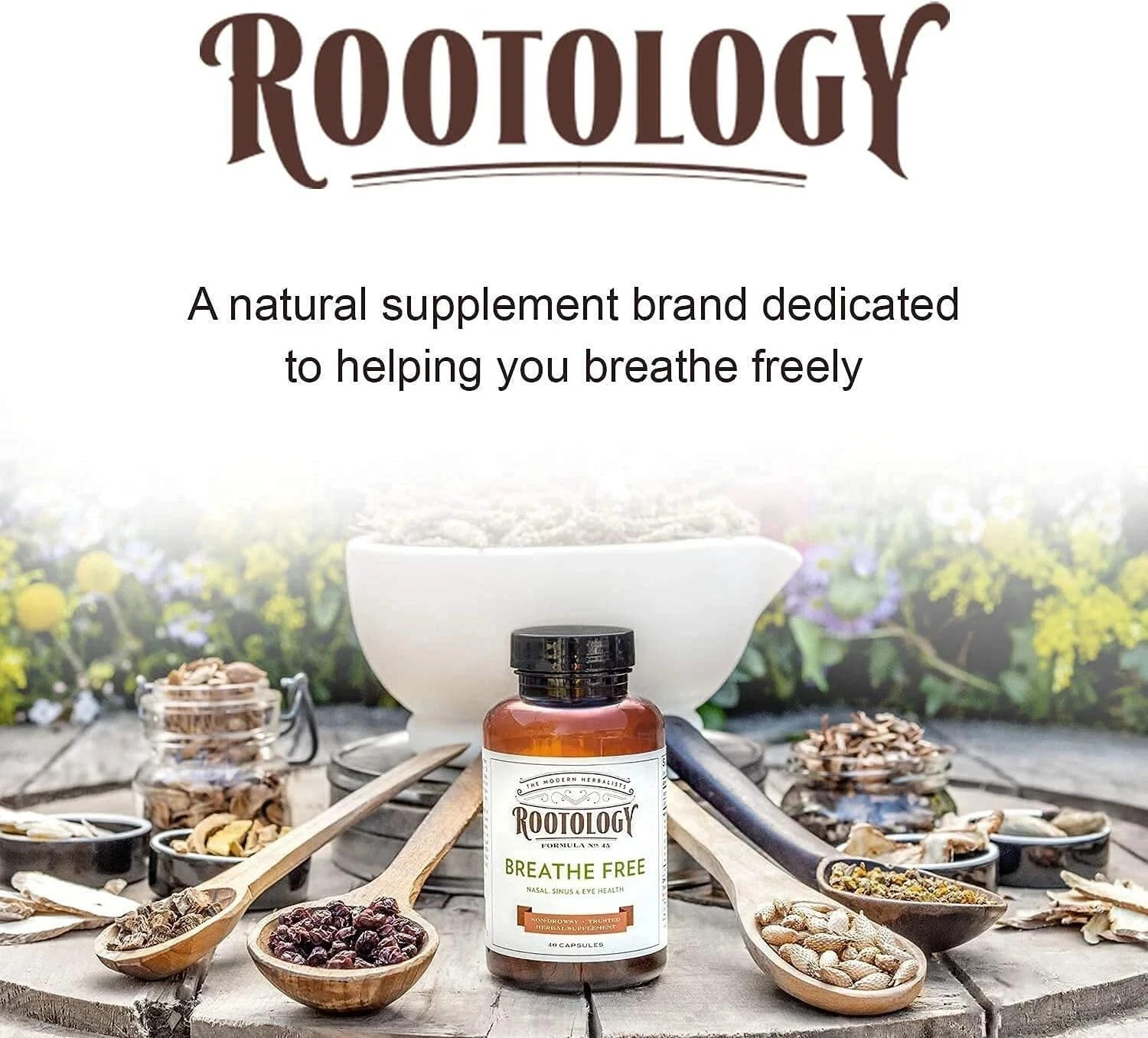 Rootology Breathe Free - Natural Nasal & Sinus Relief - Fast-Acting, Non-Drow...