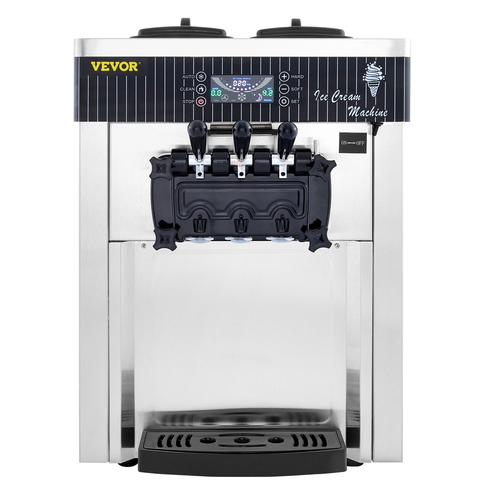 VEVOR Countertop Soft Ice Cream Machine Commercial 3 Flavors Ice Cream Maker