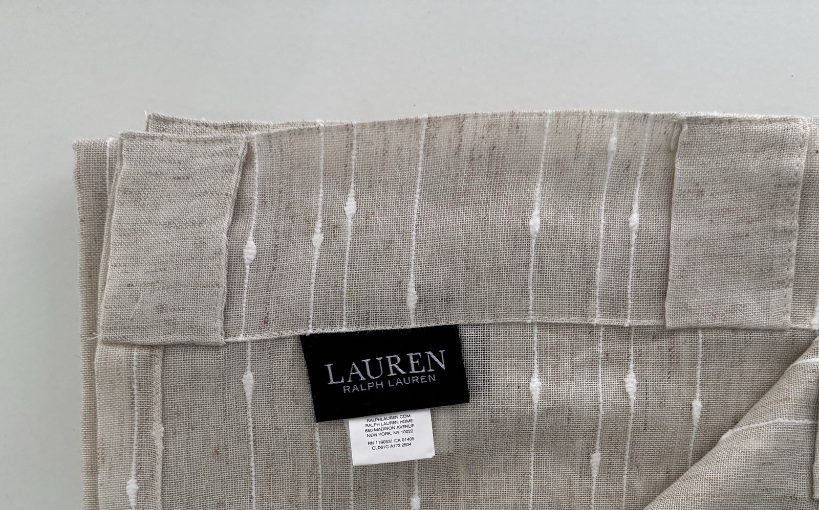 New Ralph Lauren Window Curtains 2 Panels Natural 54 x 96 Linen Back Tab Marley