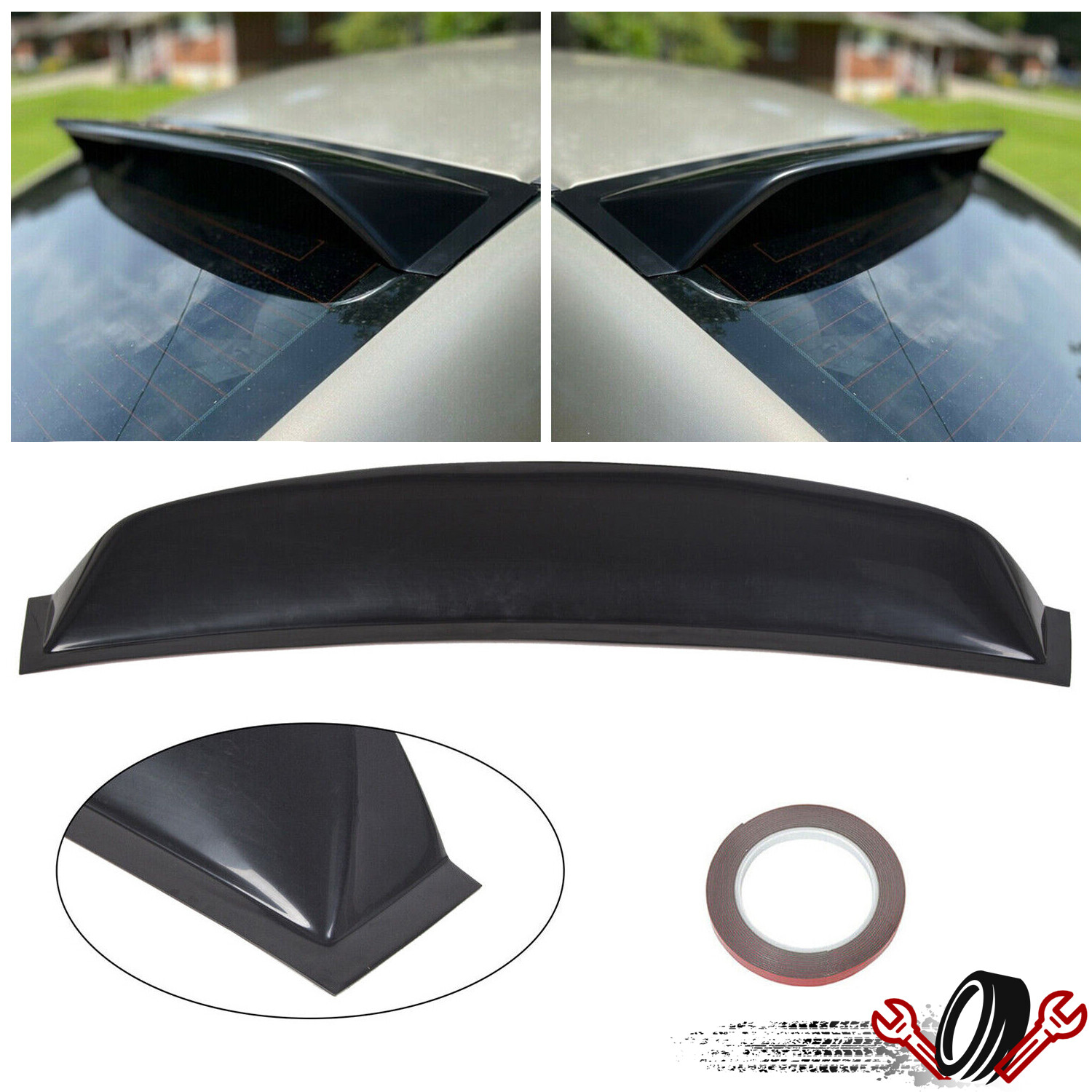 For 2006-2015 Honda Civic 4DR Sedan ABS Rear Window Roof Vent Visor Spoiler Wing