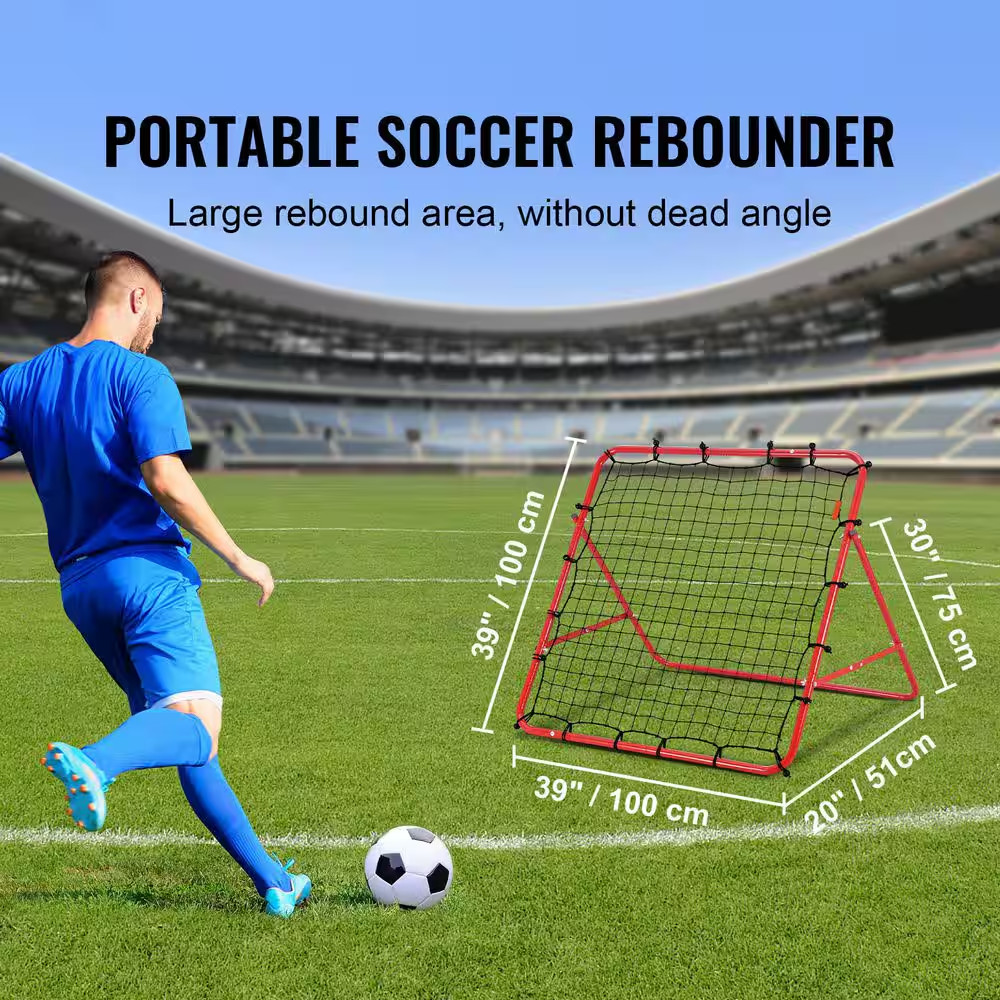 Soccer Rebounder Rebound Net Kick-Back 39 In. X 39 In. Portable Football Trainin