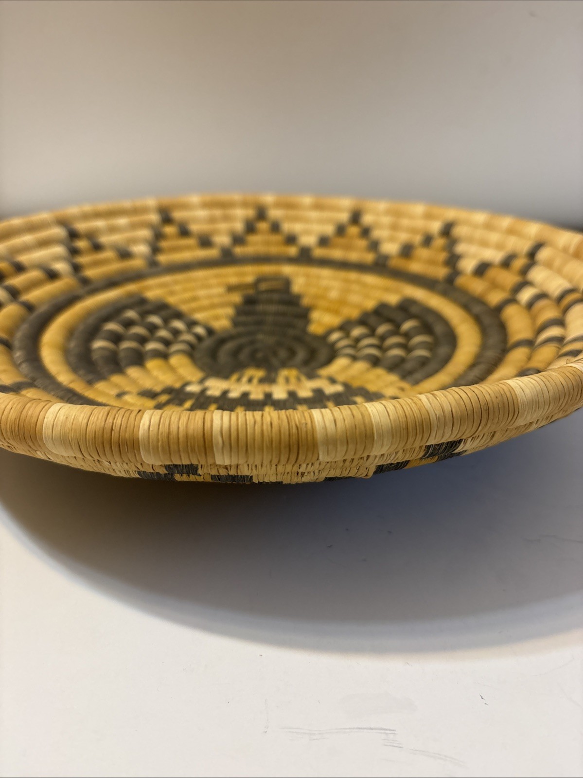 Antique Hopi Indian Coiled Basket Crow Mother 12" diameter