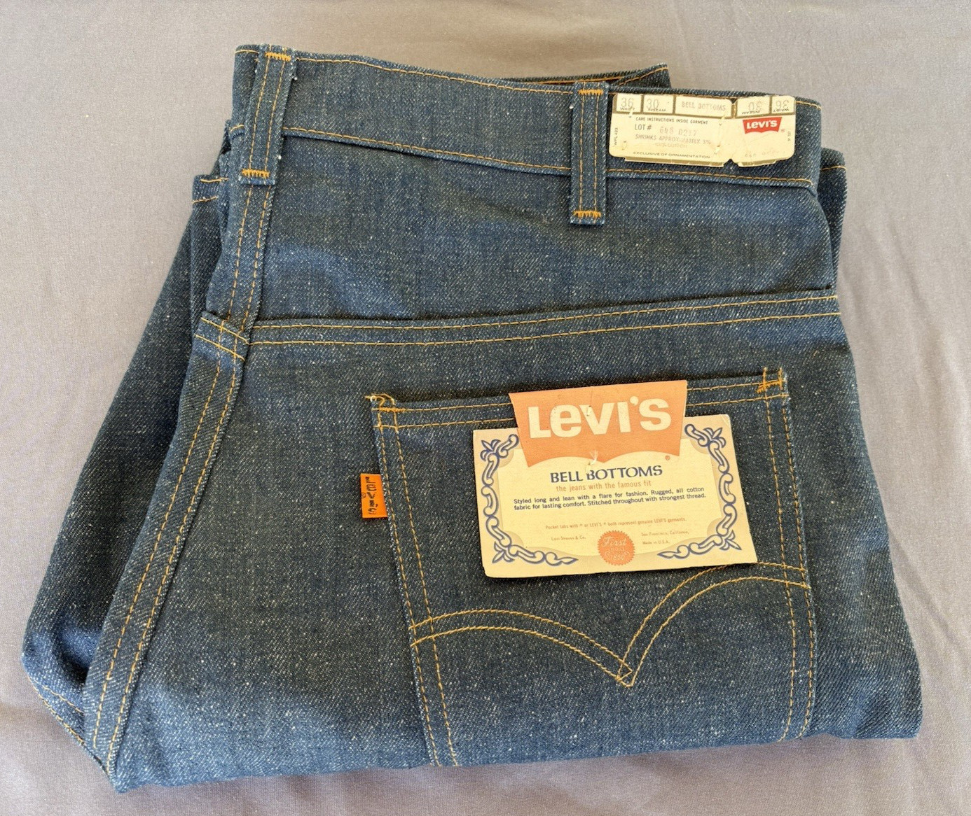Vtg. Nwt Rare Levis Orange Tab 646 0217 Bell Bottom With Zipper 36X30 Flare Leg