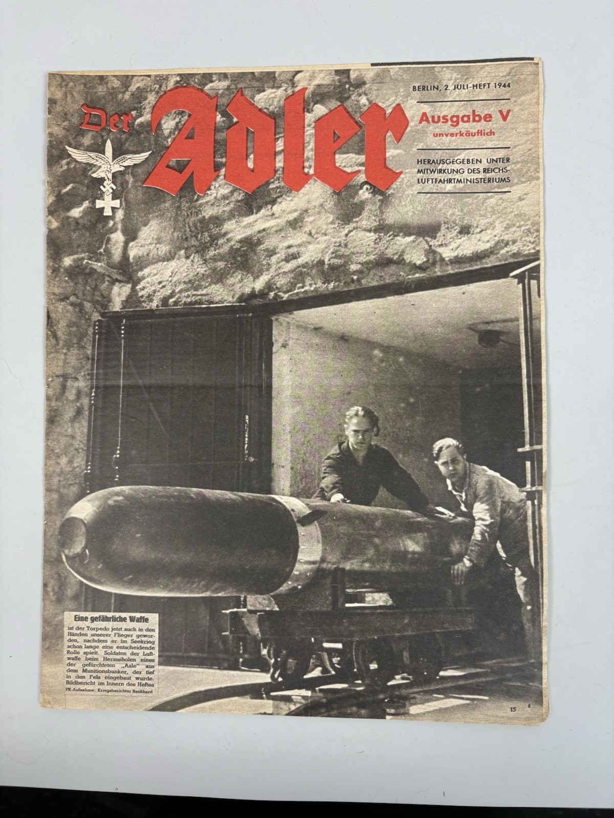 WWII Der Adler Magazine 2 July 1944 Luftwaffe Torpedo Bombers D-Day Issue