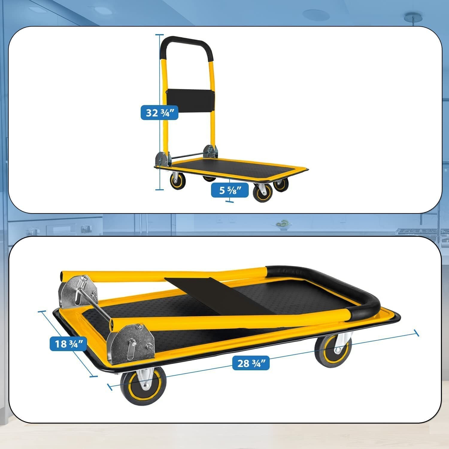 Folding Hand Truck Dolly Cart with Wheels Luggage Cart Trolley Moving 330lbs
