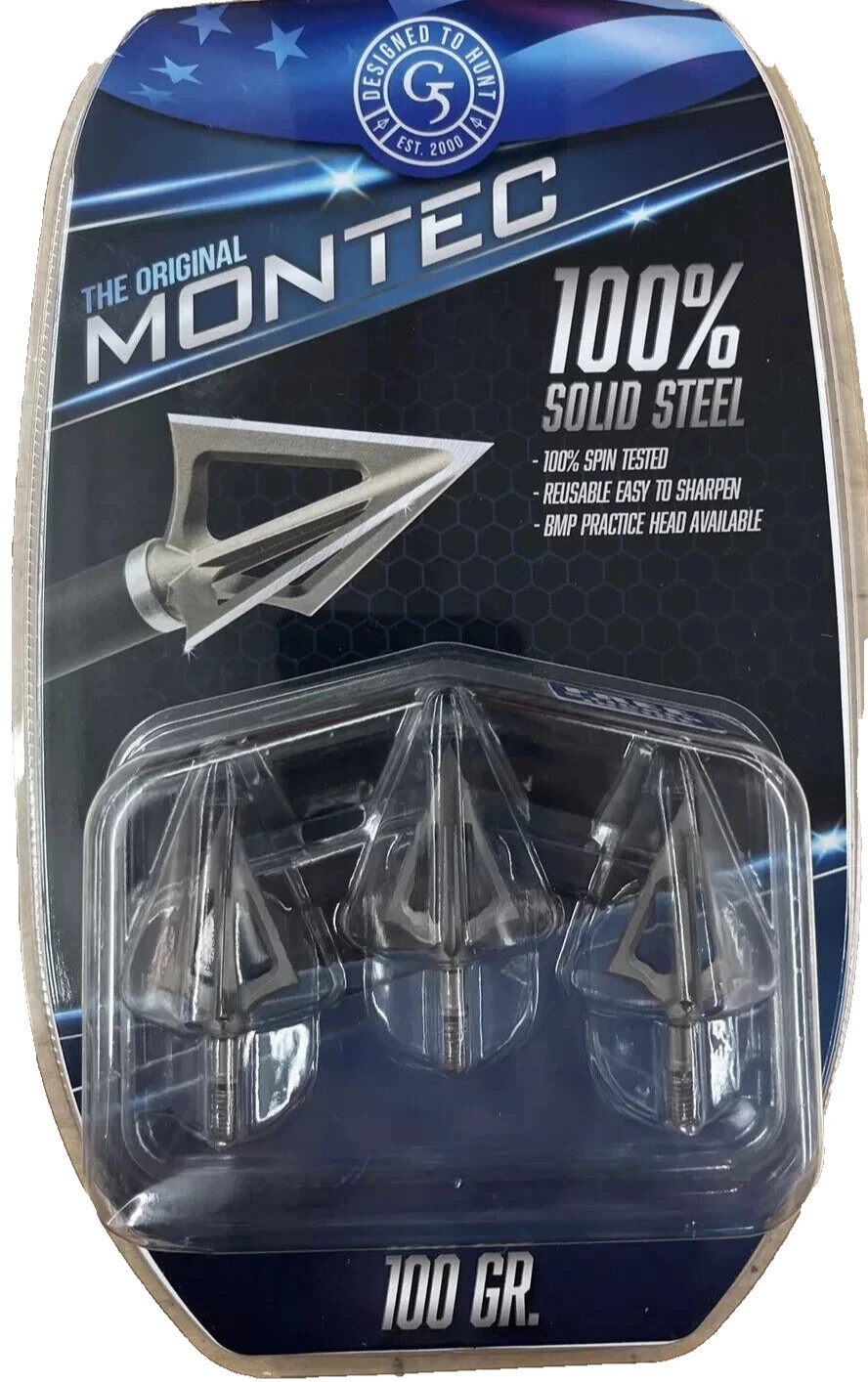 BRAND NEW G5 Montec 100 Gr Fixed Broadhead Compound & Crossbow 100% Solid Steel